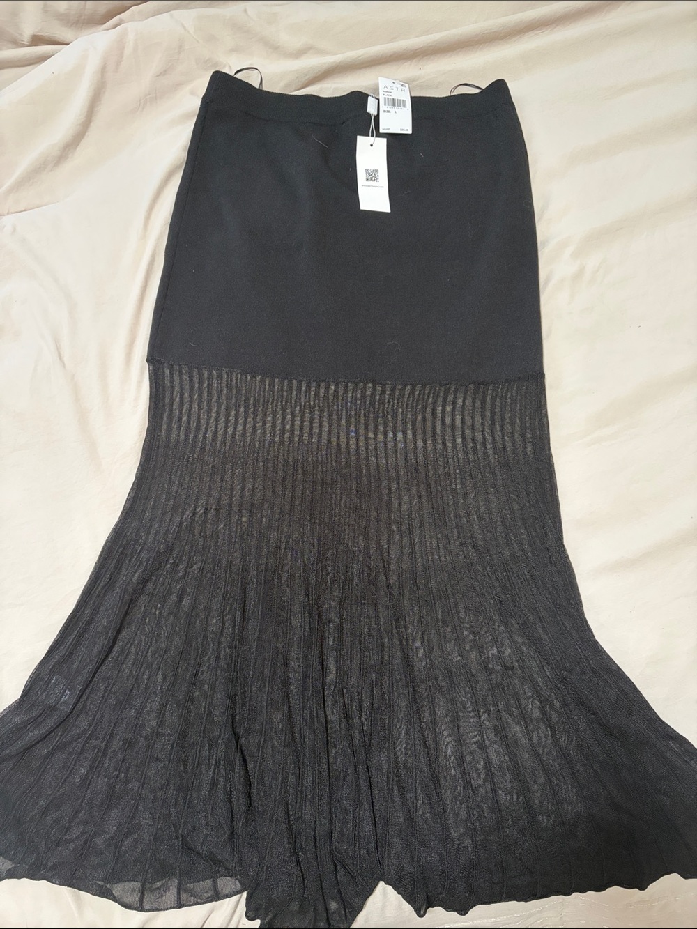 Astr Black Maxi Skirt with Pleated Flare